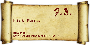 Fick Menta névjegykártya